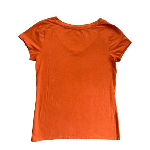 a.n.a Womens V Neck Short Sleeve T-Shirt Orange Sunset Size XL - Picture 3 of 9